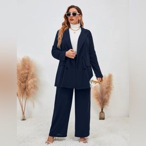 Plus Size 2 Piece Women’s Suit Navy
